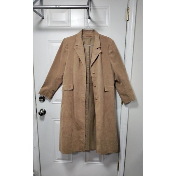 Vintage Jackets & Blazers - Vintage Notch Lapel Faux Suede Trench lightweight Jacket Tan Women's Size 12